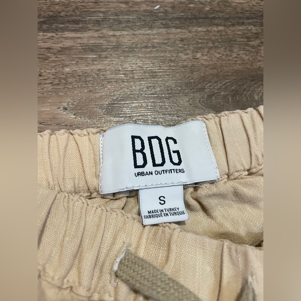 BDG Urban Outfitters Beige Cargo Pants S Wide Leg Y2K Utility 100% Linen - Picture 3 of 7